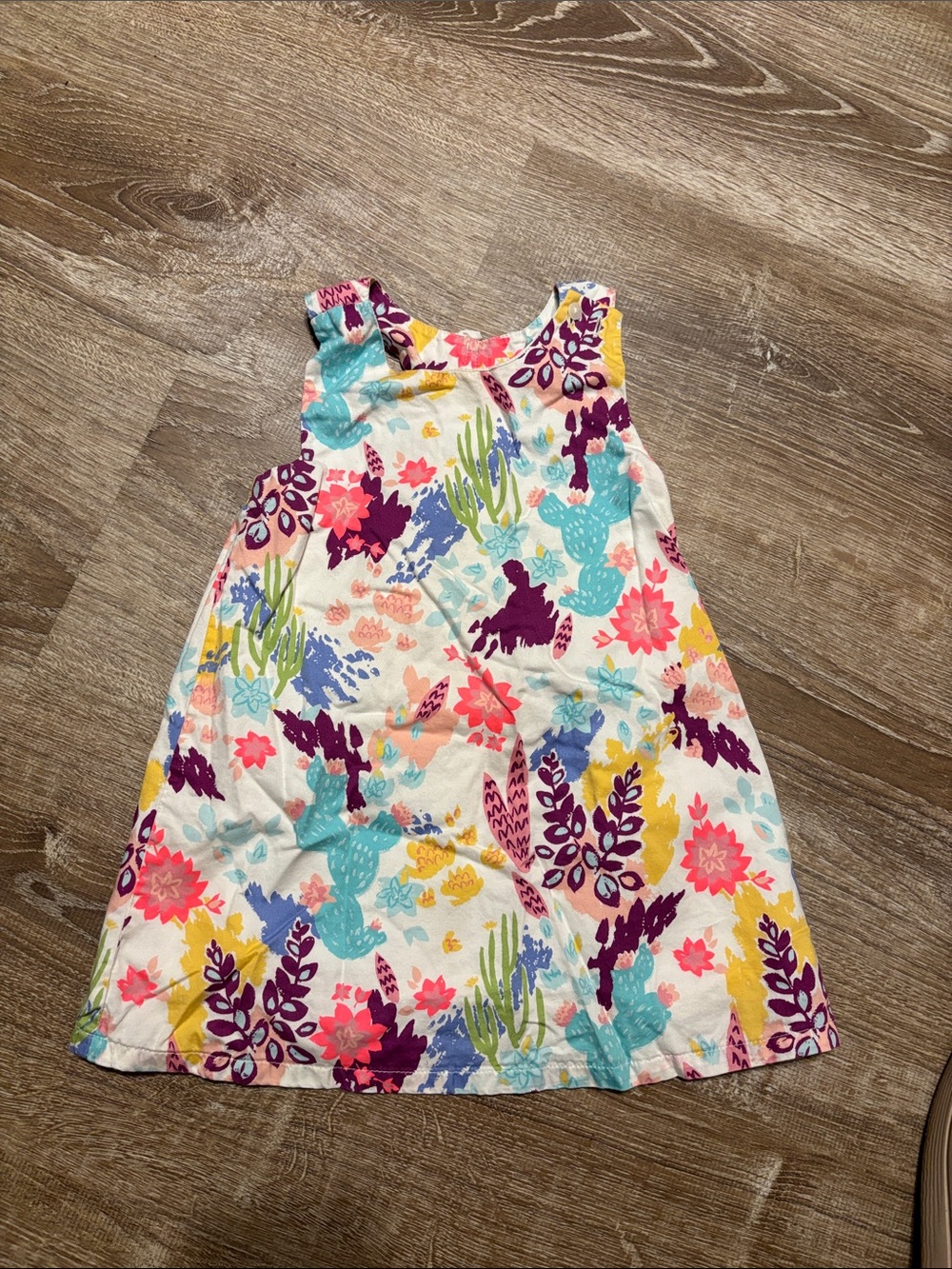 Girls' Bright Floral Print Sundress - White Base with Multi Colors